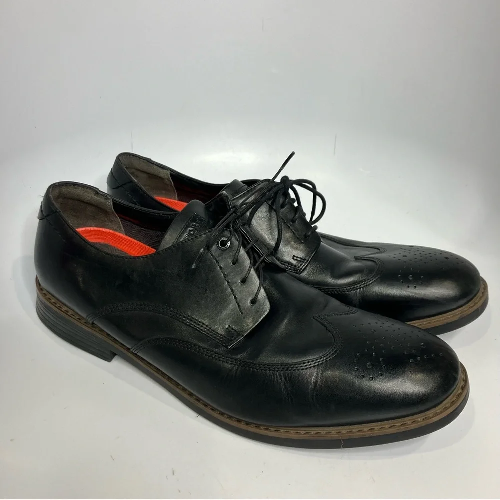 Rockport black leather wingtip dress shoes men’s size 14 wedding professional
